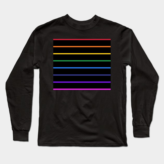 Black and rainbow narrow stripes - horizontal Long Sleeve T-Shirt by bettyretro